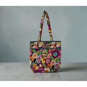 Vera Bradley Quilted Tote Bag Va Va Bloom Floral Print Shoulder Bag Purse Button